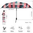 thumbnail image 3 of FORMRS Travel Umbrella Folding Auto Open Close Windproof Rain UV Protection, Red Teal Stripes, 3 of 8