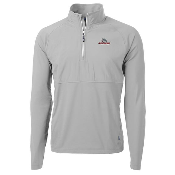 Men's Cutter & Buck Silver Gonzaga Bulldogs Adapt Eco Knit Hybrid Recycled Quarter-Zip Pullover Top