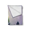 thumbnail image 2 of Christmas Soft Flannel Fleece Throw Blanket, Santa Claus Leaving His House to Sleigh Along Deers Pine Tree New Year Joy, Cozy Plush for Indoor and Outdoor Use, 50" x 70", Blue Violet, by Ambesonne, 2 of 5