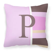 Carolines Treasures CJ1005-PPW1414 Letter P Initial Monogram - Pink Stripes Decorative   Canvas Fabric Pillow 14Hx14W