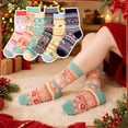 thumbnail image 4 of Bocaoying 6Pairs Christmas Fuzzy Socks for Women, Winter Warm Cosy Holiday Slipper Socks with Gift Bag, Warm Thick Thermal Soft  Socks for Women Indoor Warming Christmas Gifts, 4 of 7