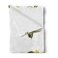 thumbnail image 2 of Hummingbirds Soft Flannel Fleece Blanket, Illustration of Hummingbirds in Motion and at Rest Sunflowers Summer, Cozy Plush for Indoor and Outdoor Use, 60" x 80", Green Yellow Beige, by Ambesonne, 2 of 5