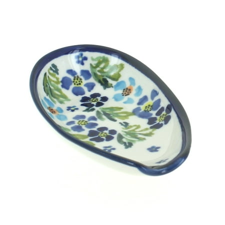 

Blue Rose Polish Pottery Vintage Violet Small Spoon Rest