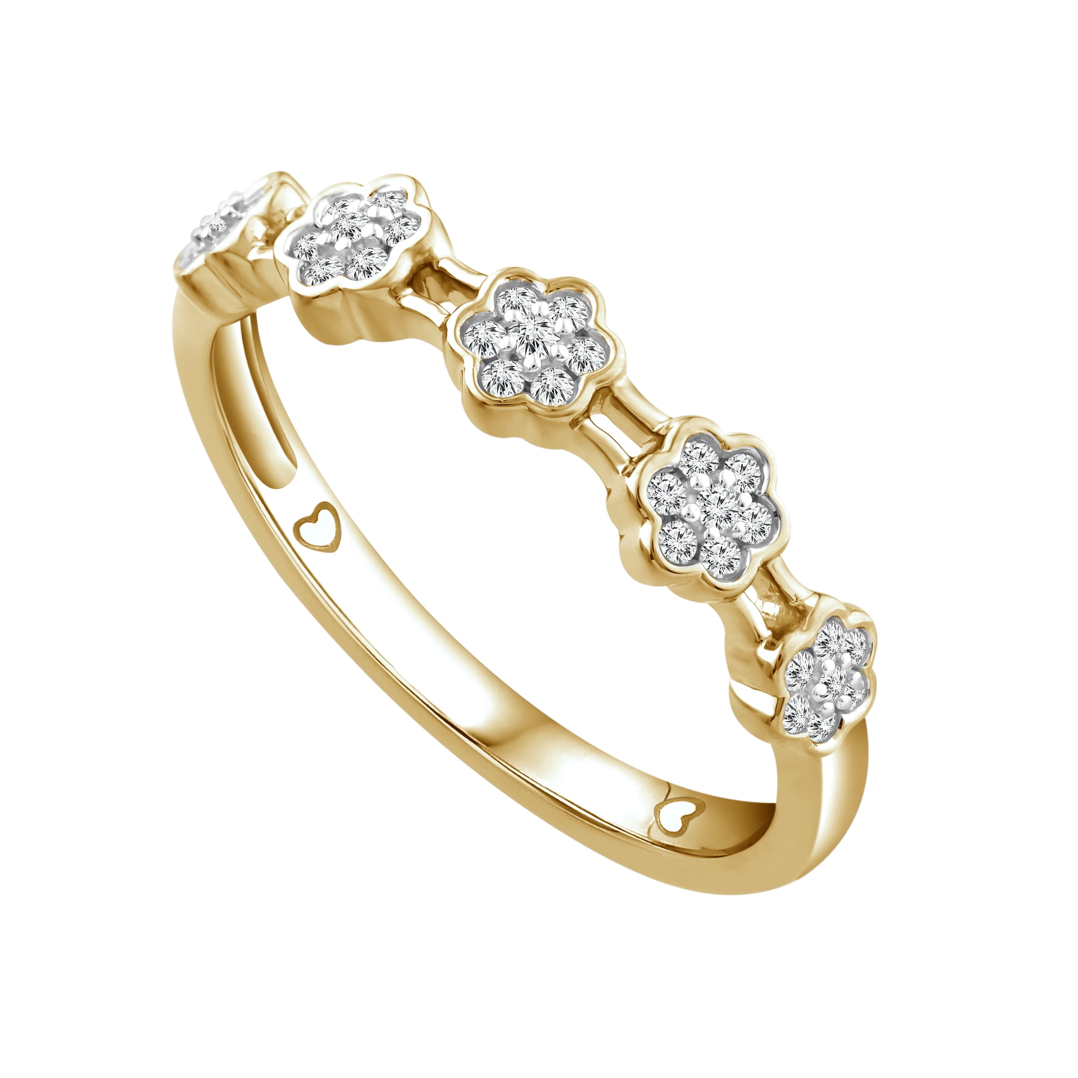 COLOR OF LOVE Sunflower Diamond Floral Band 1/6 ct. t.w. in 10K Yellow Gold, [includes Love Card]