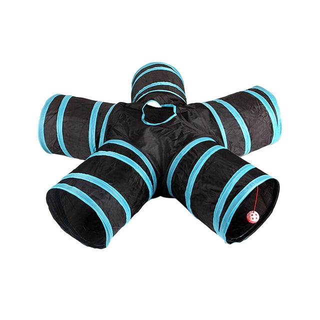 Túneles plegables para mascotas, 5 tubos con forma de tubo y juguete arrugado para perros, gatos, cobayas y conejos.
