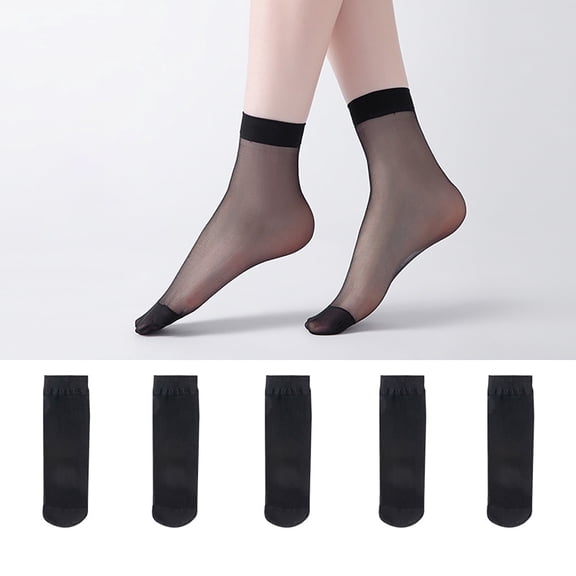 IMENGL 10 Pack Nylon Socks Ankle High Pantyhose Smooth Comfortable Stretchy Sheer for Daily Use, Black Smooth Silky Ankle Socks For Women, Black One Size, Size One Size