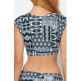thumbnail image 2 of Women's Bleu Rod Beattie M21199 Island Time Tie Front Cap Sleeve Crop Swim Top (Navy Multi 12), 2 of 3