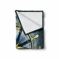 thumbnail image 2 of Compass Soft Flannel Fleece Blanket, Navigation Theme Compass with Windrose and Helm on a Wavy Backdrop Maritime, Cozy Plush for Indoor and Outdoor Use, 60" x 80", Yellow Navy Blue, by Ambesonne, 2 of 6