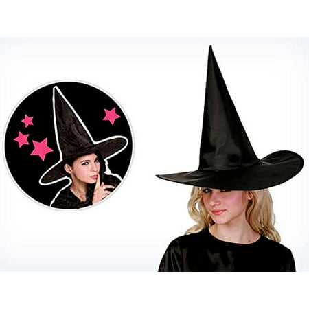 Start 6PCs Womens Black Witch Hat Costume Accessory For Party & Halloween &