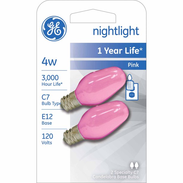 GE 4Watt C7 Pink Nightlight, 2Pack