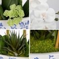thumbnail image 4 of Orquídeas Artificiales de Seda Briful Blanco con Maceta de Cerámica Azul, 4 of 7