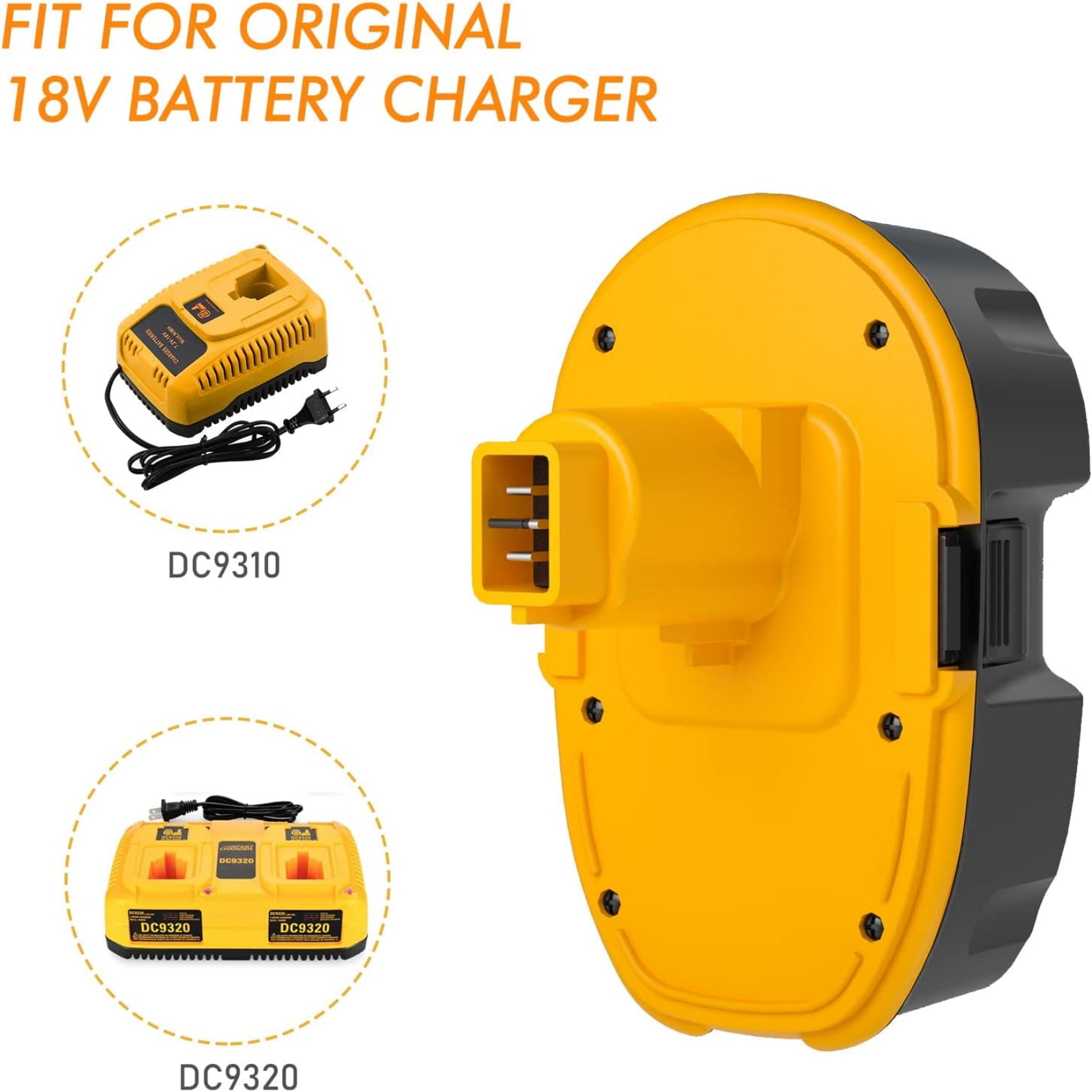 2Packs DC9098 4.0Ah Replacement Battery Compatible with Dewalt 18V Battery Ni-MH DC9096 DC9099 DW9095 DW9096 DW9098 DE9039 Cordless Power Tools