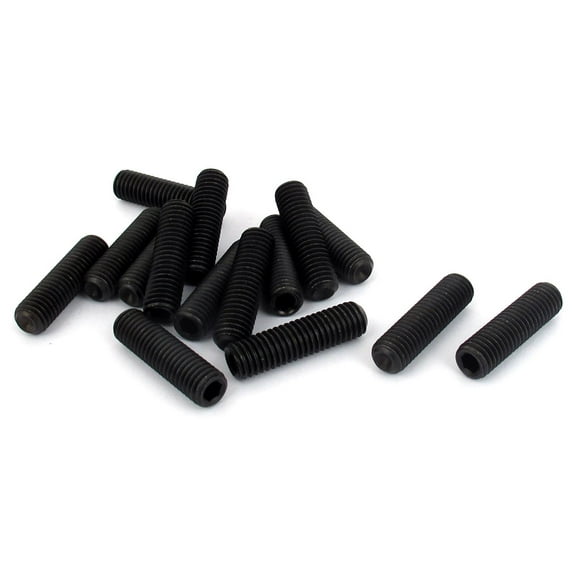 M8 x 30mm 1.25mm Pitch Hex Socket Set Cup Point Grub Screws Negros 15 piezas