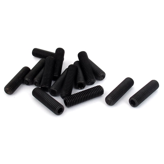 M8 x 30mm 1.25mm Pitch Hex Socket Set Cup Point Grub Screws Negros 15 piezas