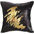 thumbnail image 2 of MOCOFO 4 Pack Glitter Sequins Pillow 16X16'' Decorative Pillow Cover Sequin Pillowcase Magic for Party Sofa Couch Car (2 Gradual Black+2 Black Gold), 2 of 11