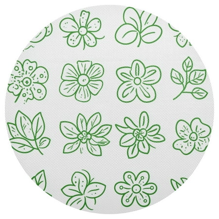 

Flower and Leaf Drawings 15.4in Diameter PVC Plate Mat Heat-Resistant and Cuttable Kitchen Decor