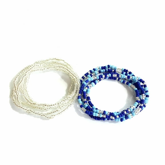 DESIGNICE 2 Pieces Summer Waist Bead Chains Colorful Waist Belly Beads African Body Chains Bikini Jewelry for Women and Girls