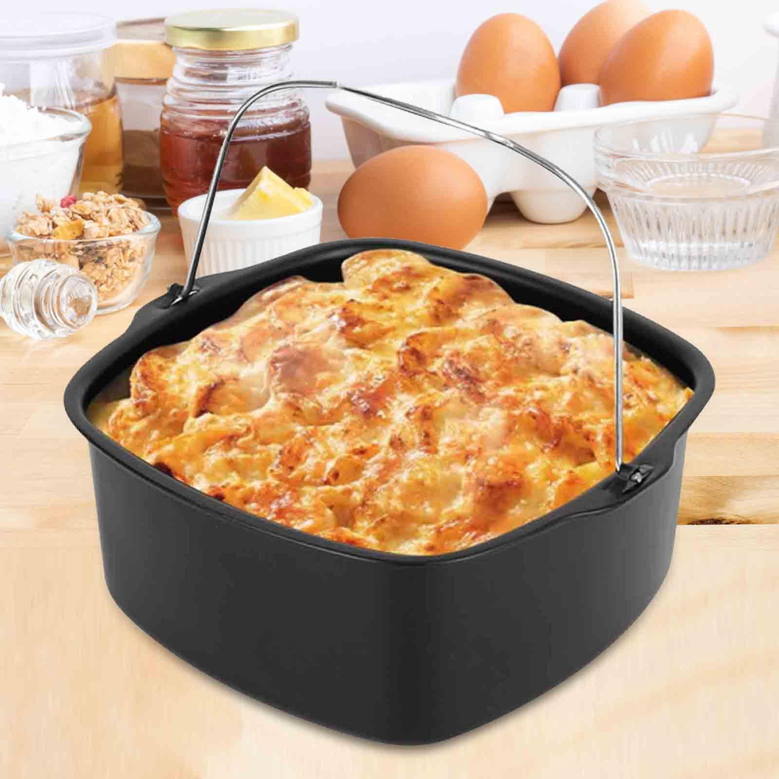 Fiocias Air Fryer Accessory Springfoam Pan Baking Cake Barrel Carbon Steel Air Fryer Pan 8 inch