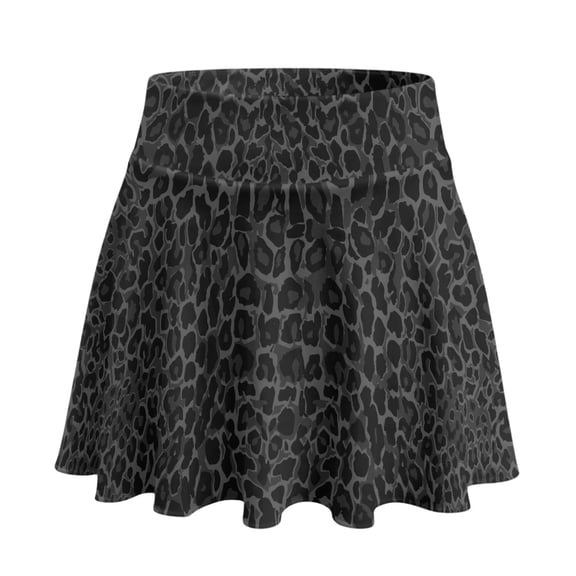 HELLHERO Dark Leopard Print Tennis Skirt, 2 Side Pockets Built-in Shorts Golf Skirts Stretchy Athletic Skort for Daily Wear Hiking