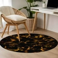 thumbnail image 5 of Black Yellow Orange Round Area Rug 4ft, Minimalist Abstract Art Washable Non-Slip Circle Rugs for Bedroom Living Room Kitchen, Soft Non Shedding Circle Carpet for Dining Room Dorm, 5 of 9