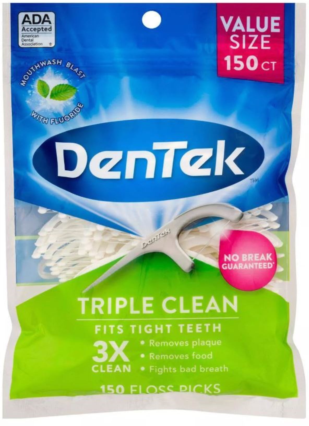 DenTek Triple Clean Floss Picks Fresh Mint 150 Each