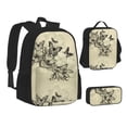 thumbnail image 2 of Naloa Vintage Floral Print Large Capacity Backpack Lunch Bag Pencil Case Combination 3 Piece Set for Student, 2 of 8
