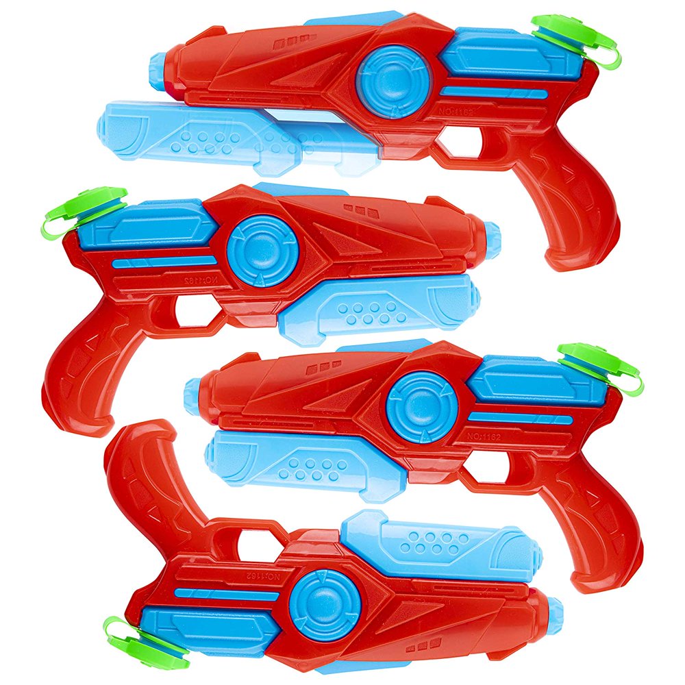 Prextex Red Plastic Water Blaster Squirt Guns, 4 Pack