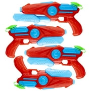 Prextex Red Plastic Water Shooter Blaster Squirt Guns, 4 Pack Girls and Boys