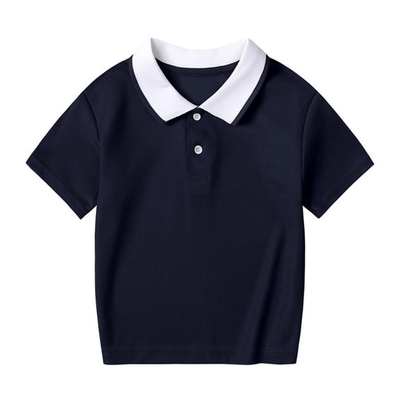 Bxsruta Kids' Short Sleeve Shirt with Turn-Down Collar, Soft Cotton Blend for Recreational Sports and Everyday Casual Wear