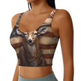 thumbnail image 2 of Balery Deer American Flag Wall Pattern Racerback Sports Bras for Women - Padded Seamless High Impact Support for Yoga Gym Workout Fitness-XX-Large, 2 of 8