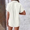 thumbnail image 2 of OGLCCG Womens Gauze Shirts Casual Short Sleeve Textured Collared Button Down Dress Shirts Lightweight Summer Work Blouse,L,White, 2 of 5