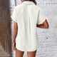 thumbnail image 5 of Craaazy Women's Relaxed Fit Collared Blouse, Solid Color Short Sleeve Button Down Top, Loose Comfy Cotton Casual Shirt with Pockets for Summer Gifts, 5 of 6