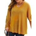 thumbnail image 1 of KVMeteor Women's Plus Size See Through Lace Stitching Blouse Tops, 1 of 3