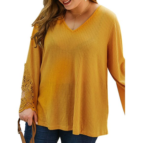 KVMeteor Blouse en Dentelle Transparente pour Femmes Grande Taille