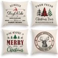 thumbnail image 1 of AVOIN Housse de Coussin de Noël, 18 x 18 Pouces Housse de Coussin Rustique pour Canapé Ensemble de 4, 1 of 7