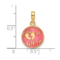thumbnail image 2 of 13.2mm 14k Solid Yellow Gold Polished With Pink Enamel and Clear Epoxy Resin Its a Pendant Necklace Pendant for Women, 2 of 2