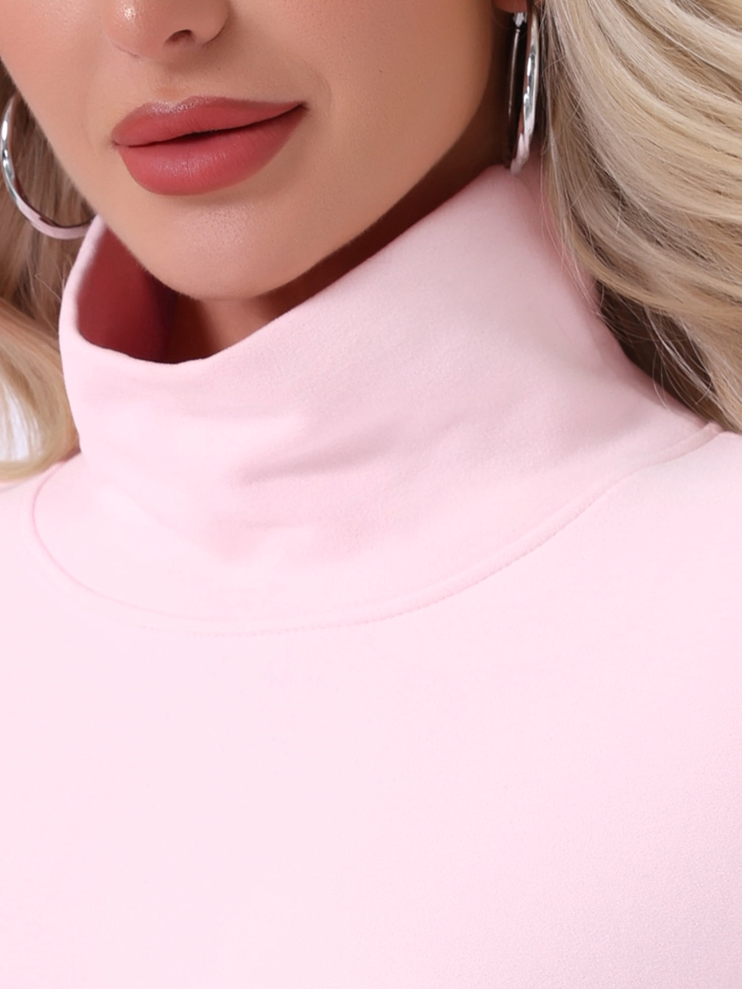 DARING DIVA Women's Mock Turtle Long Sleeve Shirts Fall Winter Warm Top M Pink