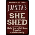 thumbnail image 1 of JUANITA'S She Shed Red Sign Gift Lady Cave 8x12 Metal Sign 108120088138, 1 of 1