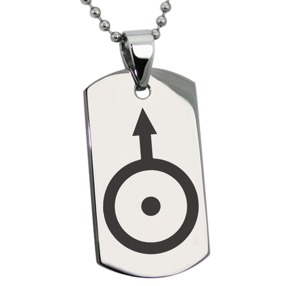 Stainless Steel Solar System Planetary Uranus Engraved Dog Tag Pendant Necklace
