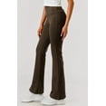 thumbnail image 4 of High Waist Soft Brushed Stretch Knit Flare Pants - Chocolate Brown, 4 of 10