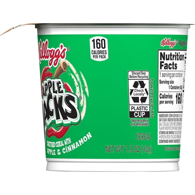 Kellogg's Apple Jacks Breakfast Cereal Cups, Kids Cereal, Family Breakfast, Original, 1.5oz Cup (Pack of 6)