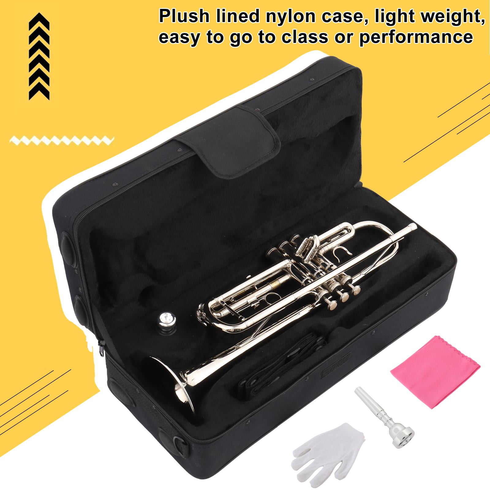 OverPatio B Flat Student Silver Bb Trumpet for School Band, Sliver