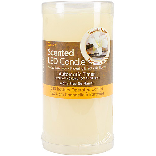 Flameless Scented Candle w/ Timer Vanilla, 6 inches