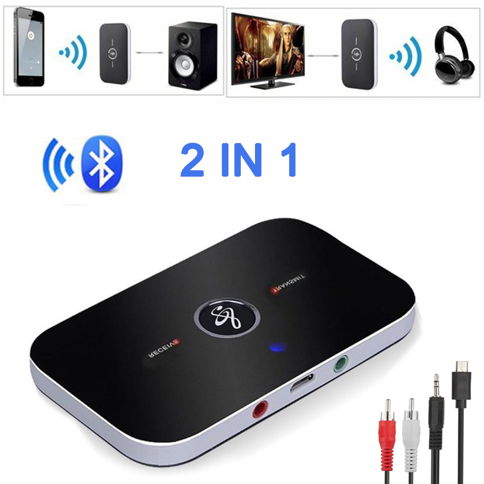 2-in-1 Bluetooth Adapter Receiver & Transmitter Wireless Home TV Audio Adapter