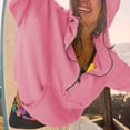 thumbnail image 3 of Sudadera Jersey informal para mujer, Color sólido, media cremallera, línea H, hombros caídos, traje de calle Ygjytge Rosa T L para Mujer, 3 of 9