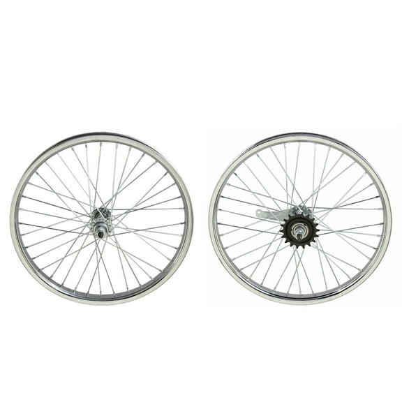 Bike 18 X 32mm Steel Front & coaster Wheel 28 Spoke 14G Chrome 3/8 Axle Single Wall Chrome.