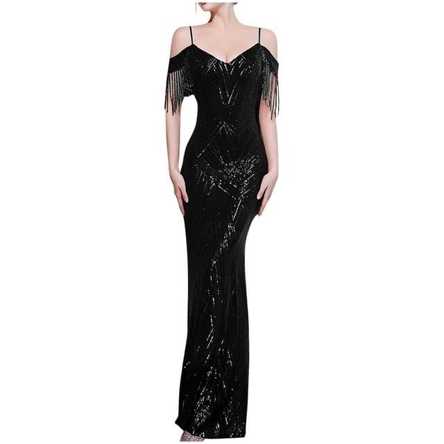 Birdeem Robe de Soirée Coupe Ajustée Sans Manches à Col en V avec Fermeture Éclair pour Femmes