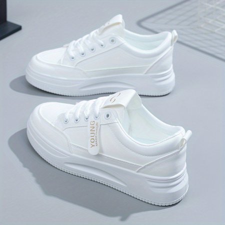 

Platform Sneakers Anti-skid Low Top Lace Up Shoes Women‘s Fashion Solid Color Walking Shoes