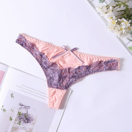 

Coappsuiop Lingerie For Women New Hot Panties For Women Lace Patchwork Low Waist Thong With Knotbow Underwear Women