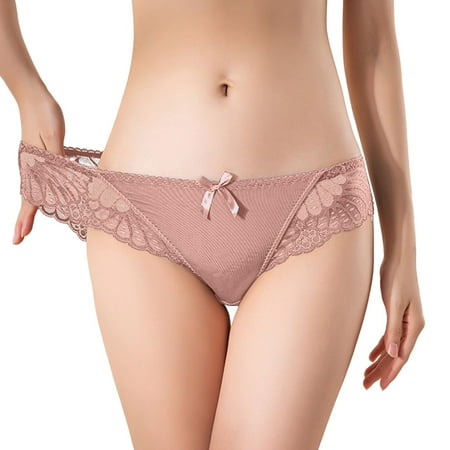 

Women Underwear Solid Color Panties Cotton Lace Low Waist Tangas No Show Thongs Female Underpanty Panties Comfort Undergarments